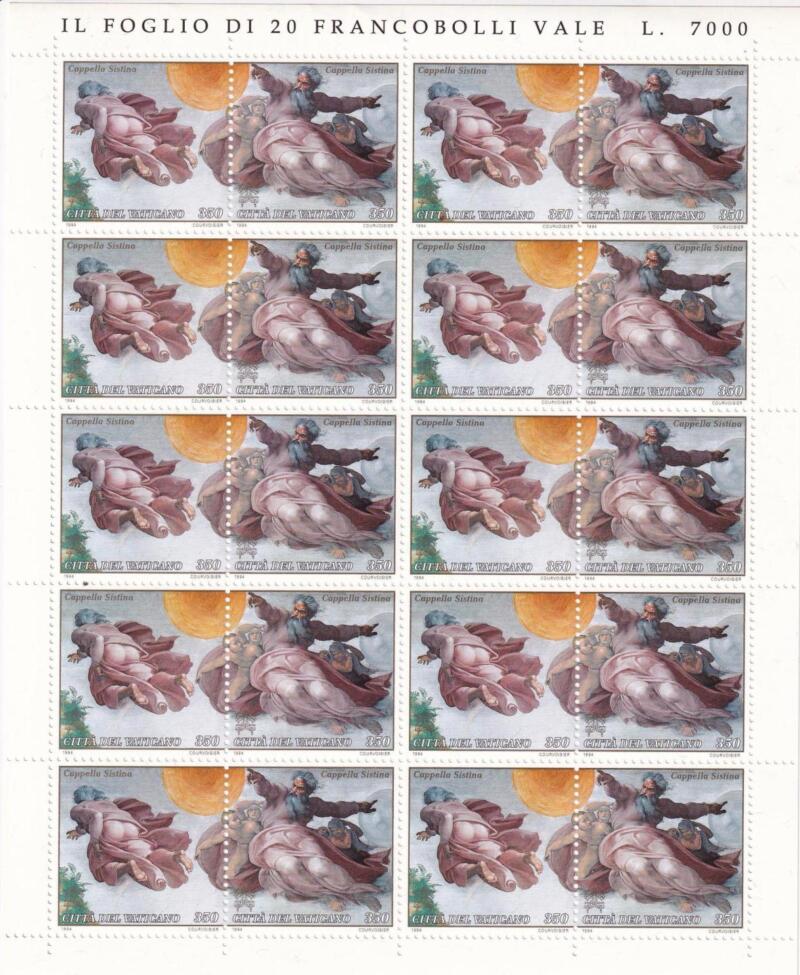 Minifogli Vaticano, Anno 1994, Serie completa Restauro della Cappella Sistina (MF n. 981-988)