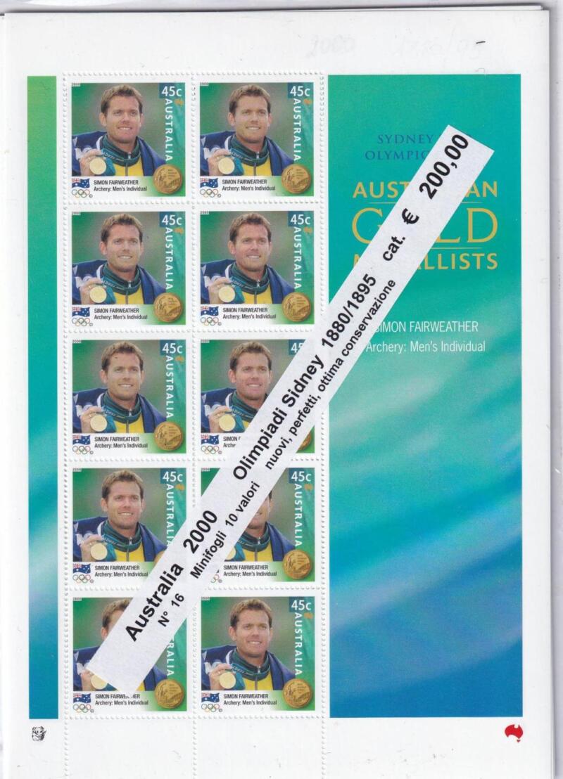 Minifoglio Australia, Anno 2000, Olimpiadi di Sidney (cat. n. 1880-1895)