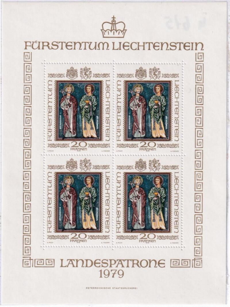 Minifoglio Liechtenstein, Anno 1979, Santi patroni del Liechtenstein (cat. n. 675)