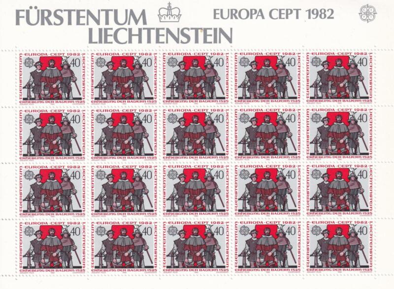 Minifogli Liechtenstein, Anno 1982, Europa. Avvenimenti storici (cat. n. 732-733)