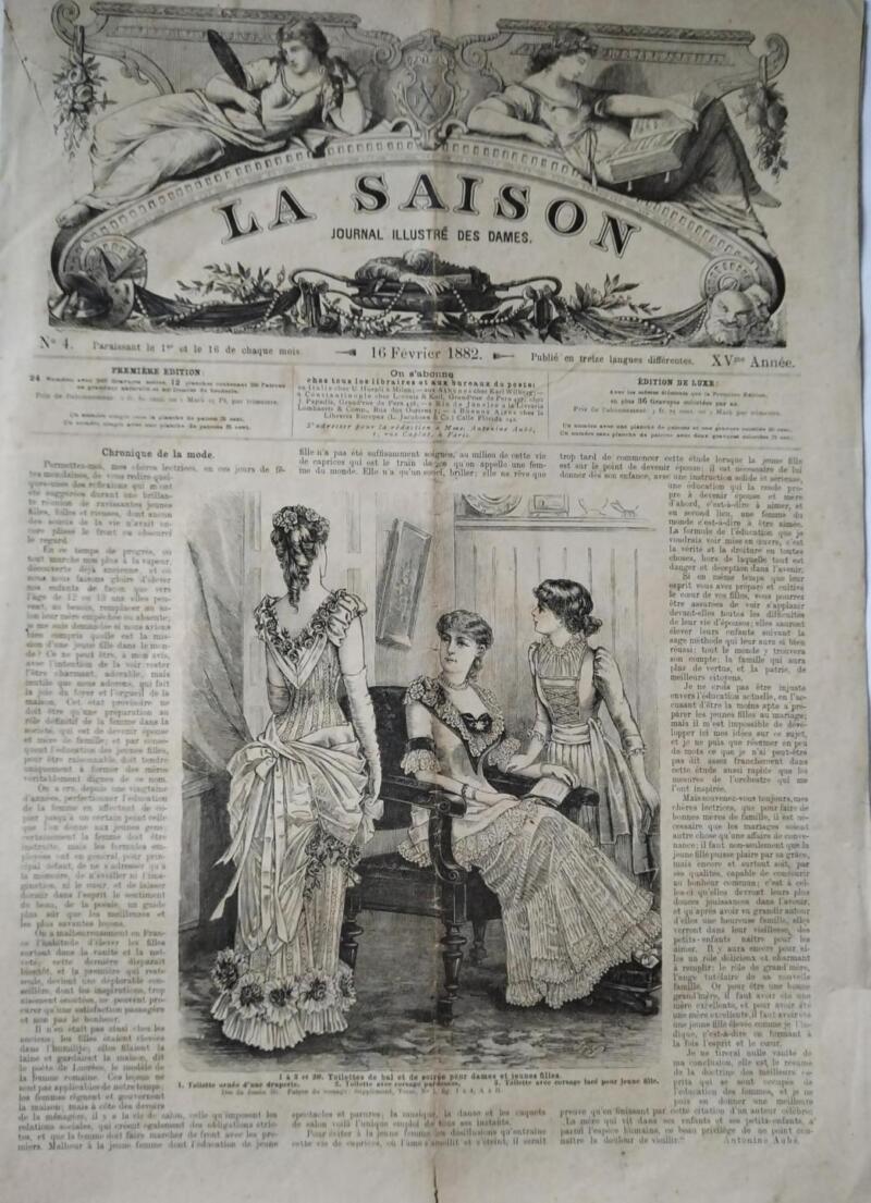Rivista La Saison n. 4 del 16 febbraio 1882, Anno XV