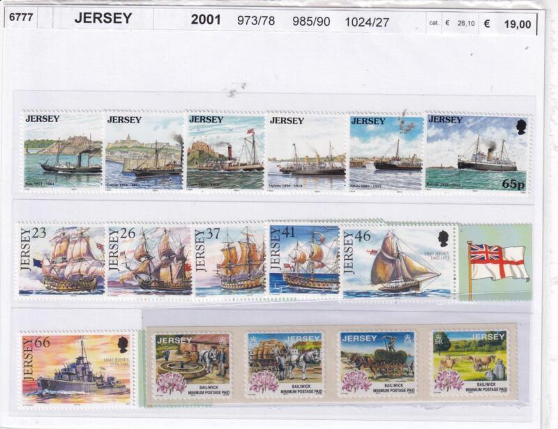 Francobolli Jersey, Anno 2001, Varie emissioni (cat. n. 973-978, n. 985-990, n. 1024-1027)