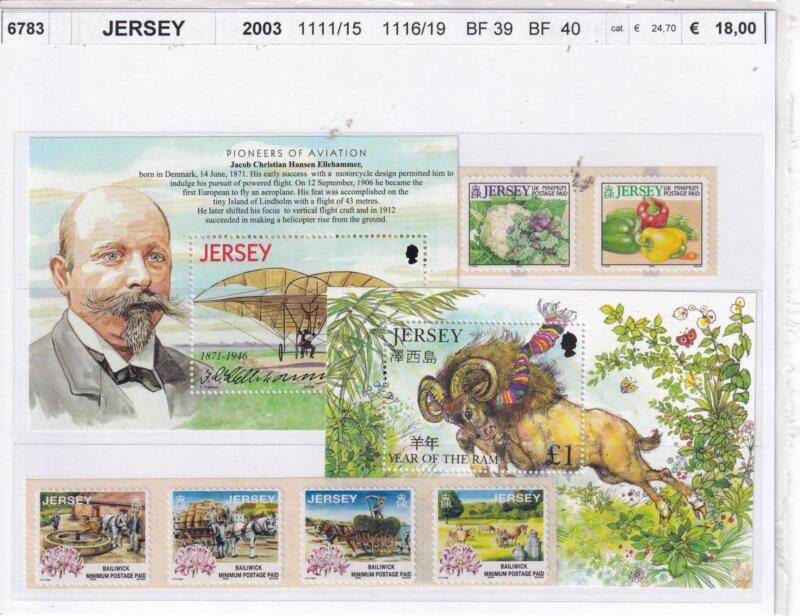 Francobolli e Foglietti Jersey, Anno 2003, Varie emissioni (cat. n. 1111-1115, cat. n. 1116-1119, BF n. 39, BF n. 40)