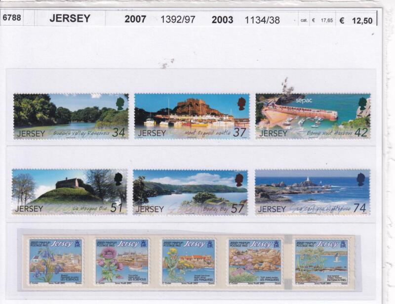 Francobolli Jersey, Anni 2003 e 2007, Varie emissioni (cat. n. 1134-1138, cat. n. 1392-1397)