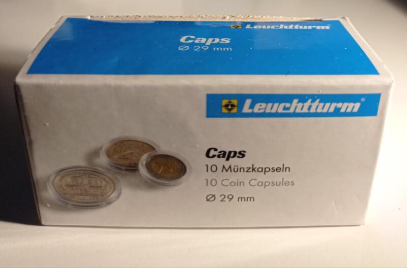 Capsule trasparenti per monete Leuchtturm Caps, Diametro 29 mm.