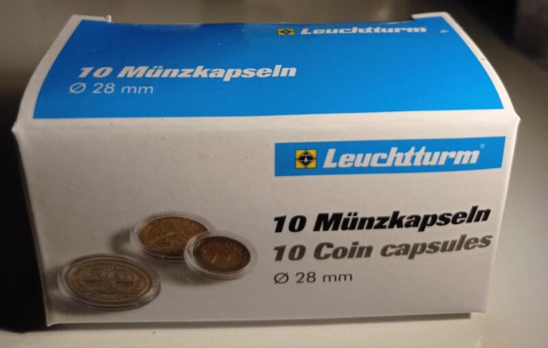 Capsule trasparenti per monete Leuchtturm Munzkapseln, Diametro 28 mm.