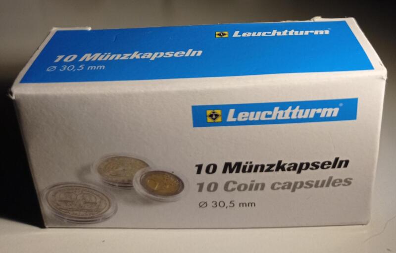 Capsule trasparenti per monete Leuchtturm Munzkapseln, Diametro 30,5 mm.