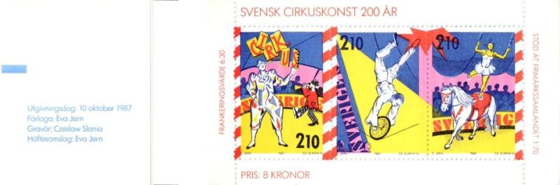 Libretto Svezia Anno 1987 Bicentenario del circo (Lb 1438)