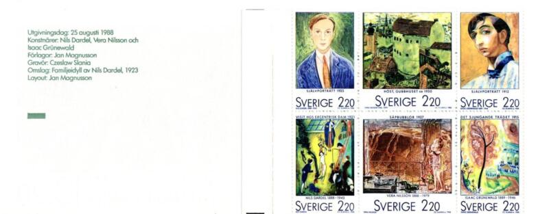 Libretto Svezia Anno 1988 Pittori svedesi che vissero a Parigi (Lb. n. 1481)