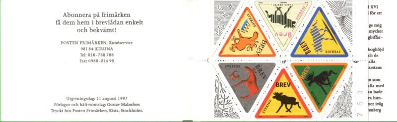 Libretto Svezia Anno 1997 Francobolli augurali. Alce (Lb. n. 1992)