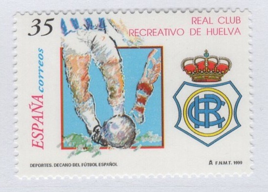 Francobollo Spagna Anno 1999 110esimo anniversario della società calcistica Real Club Recreativo di Huelva (cat. n. 3212)