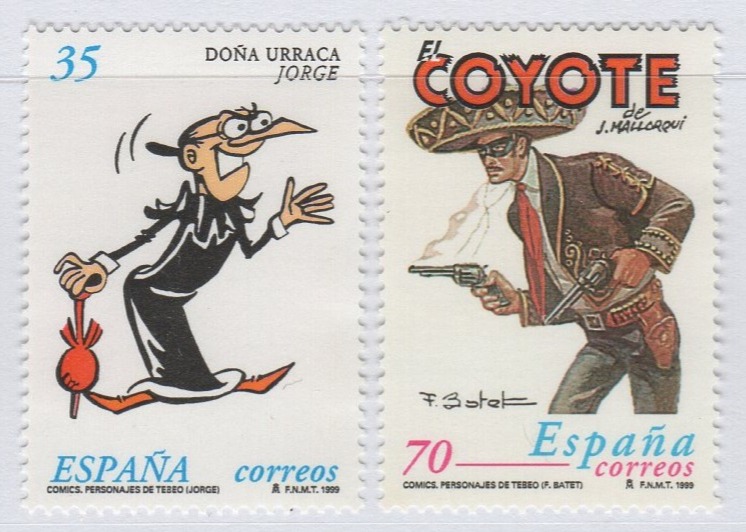 Francobolli Spagna Anno 1999 Personaggi dei fumetti (cat. n. 3213-3214)