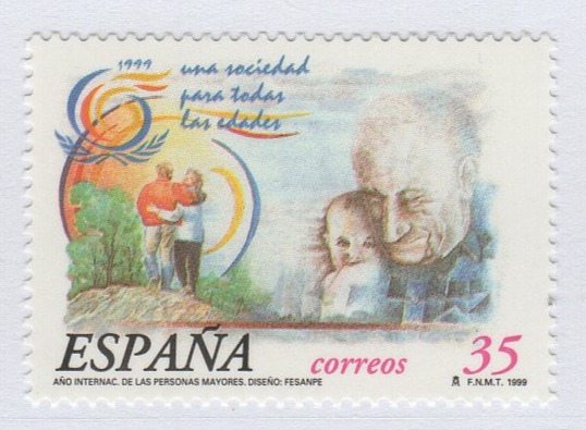 Francobollo Spagna Anno 1999 Anno internazionale delle persone anziane (cat. n. 3227)
