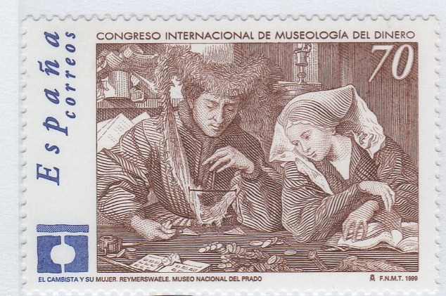 Francobollo Spagna Anno 1999 Congresso internazionale Museologia del Denaro Dipinto (cat. n. 3245)