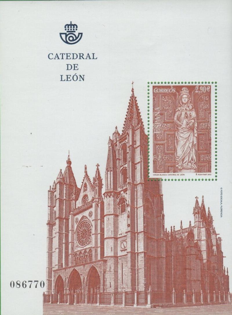 Foglietto Spagna Anno 2012 Cattedrali 13esima serie Leòn (BF 246)