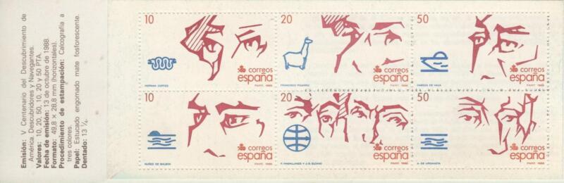 Libretto Spagna Anno 1988 Quinto centenario della scoperta dell’America Terza serie (Lb 2585)