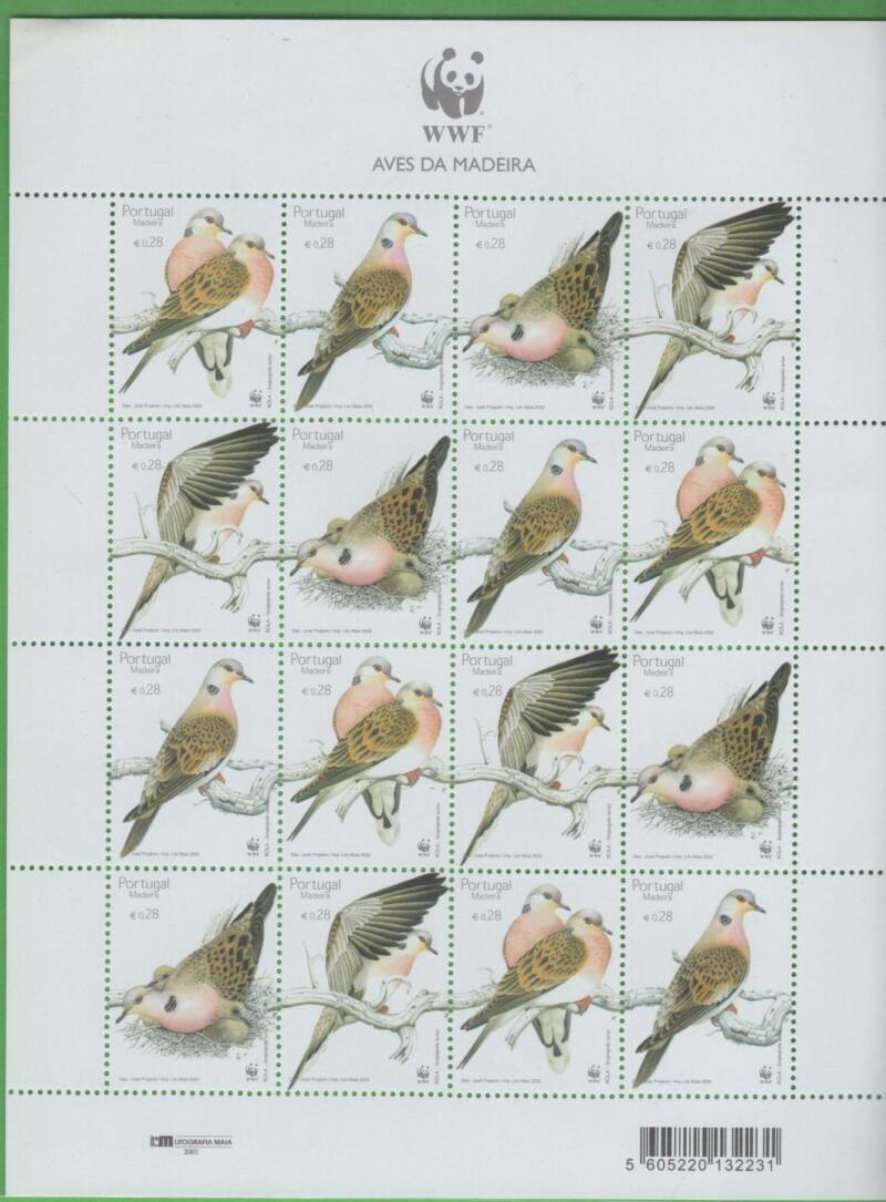 Minifoglio Madera Anno 2002 WWF Fauna Uccelli Streptopelia turtur (MF 220)