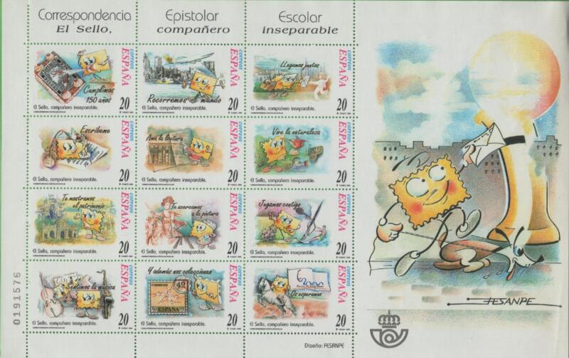 Minifoglio Spagna Anno 1999 Francobolli per la corrispondenza degli scolari Seconda serie (MF 3232)