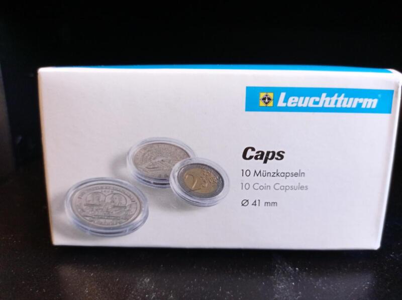 Capsule trasparenti per monete Leuchtturm Caps, Diametro 41 mm.