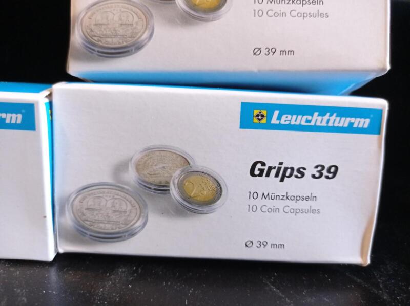 Capsule trasparenti per monete Leuchtturm Grips, Diametro 39 mm.