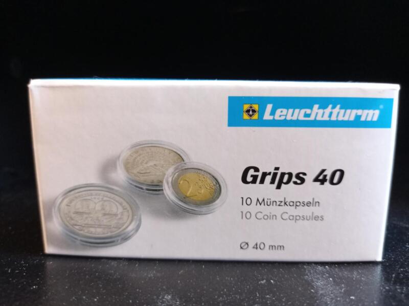Capsule trasparenti per monete Leuchtturm Grips, Diametro 40 mm.