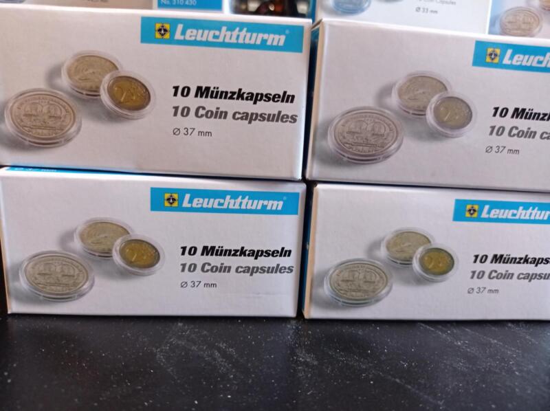 Capsule trasparenti per monete Leuchtturm Munzkapseln, Diametro 37 mm.