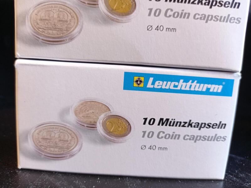 Capsule trasparenti per monete Leuchtturm Munzkapseln, Diametro 40 mm.
