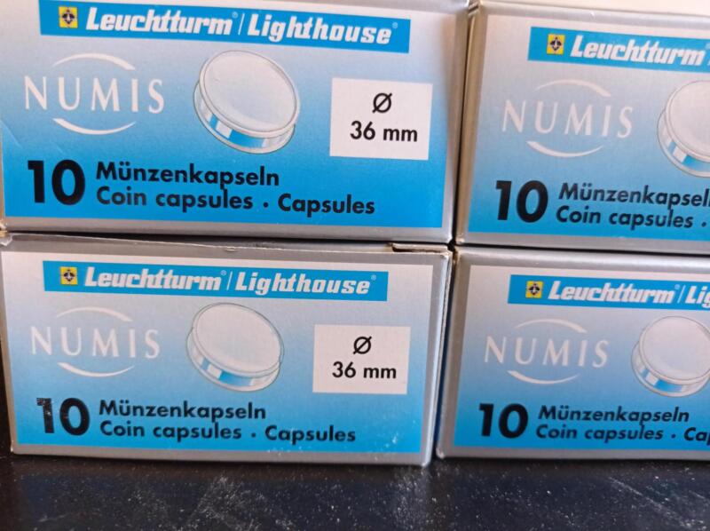 Capsule trasparenti per monete Leuchtturm Numis, Diametro 36 mm.