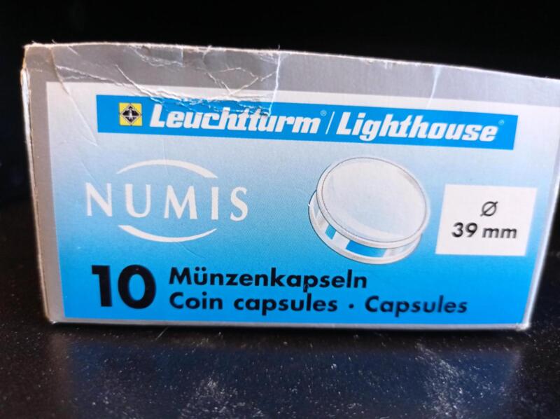 Capsule trasparenti per monete Leuchtturm Numis, Diametro 39 mm.