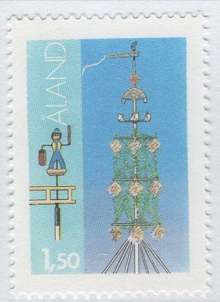 Francobollo Aland Anno 1990 Folklore locale Palo di San Giovanni  Carta normale