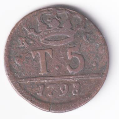 Moneta Regno di Napoli Anno 1798 TORNESI 5 D SENZA PUNTO