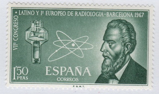 Francobollo Spagna Anno 1967 Congresso Latino Europeo di radiologia di Barcellona
