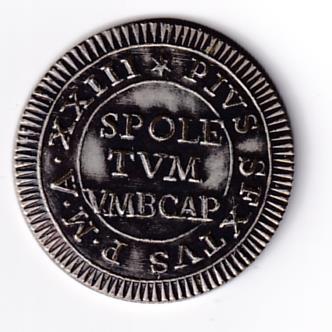 Moneta Spoletum BAIOCCHI 6 Anno 1797 Pius Sextus P.M. Annus  XXIII