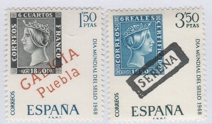 Francobolli Spagna Anno 1968 Giornata mondiale del francobollo