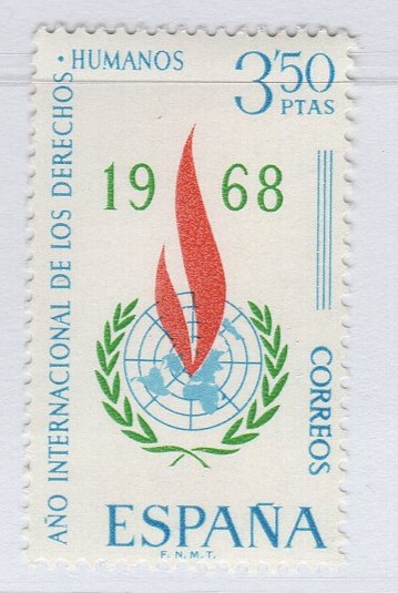Francobollo Spagna Anno 1968 Anno Internazionale dei diritti dell’Uomo