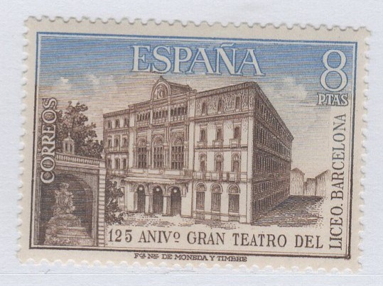 Francobollo Spagna Anno 1972 125esimo anniversario del Gran Teatro Lirico di Barcellona