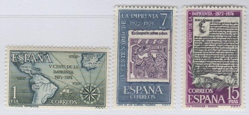 Francobolli Spagna Anno 1973 Quinto centenario della stampa