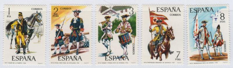 Francobolli Spagna Anno 1974 Uniformi militari Terza serie