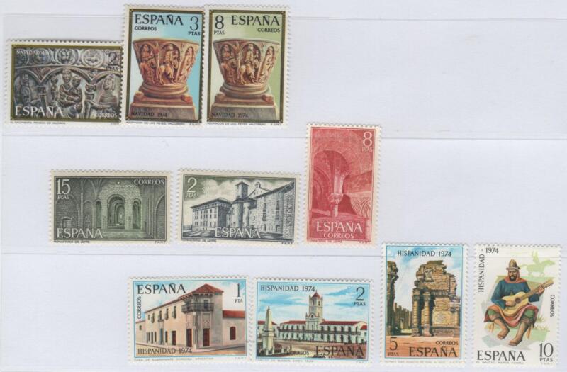 Francobolli Spagna Anno 1974 Varie emissioni (cat. n. 1868-1871, cat. n. 1872-1874, cat. n. 1883-1885)