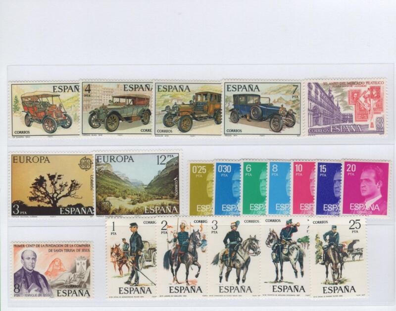 Francobolli Spagna Anno 1977 Varie emissioni (cat. n. 2048-2061, cat. n. 2052-2053, cat. n. 2054, cat. n. 2055-2061, cat. n. 2062, cat. n. 2069-2073)