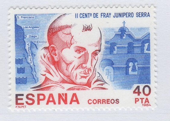 Francobollo Spagna Anno 1984 Legami ispano-americani Bicentenario della morte di Padre Junipero Serra