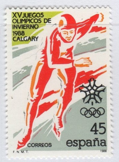 Francobollo Spagna Anno 1988 Giochi olimpici invernali di Calgary (cat. n. 2548)