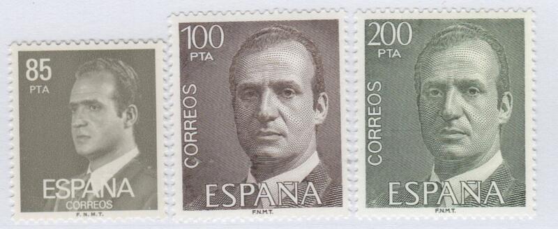 Francobolli Spagna Anno 1988 Effigie del Re Juan Carlos (cat. n. 2569A-2569B-2569C)