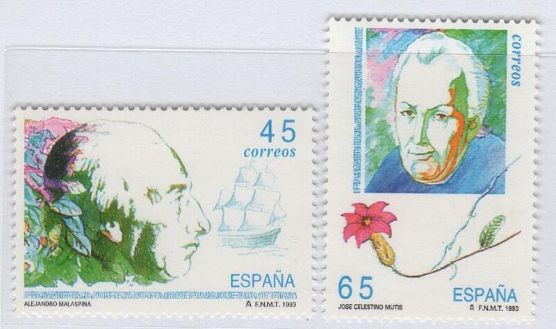 Francobolli Spagna Anno 1993 Esploratori e navigatori (cat. n. 2859-2860)