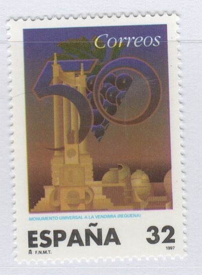 Francobollo Spagna Anno 1997 Cinquantenario della festa della vendemmia (cat. n. 3073)