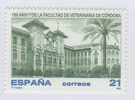 Francobollo Spagna Anno 1997 150esimo anniversario della Facoltà di Medicina Veterinaria di Cordoba (cat. n. 3093)