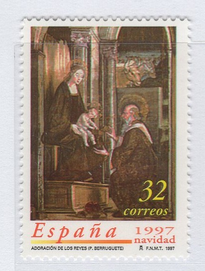 Francobollo Spagna Anno 1997 Natale Dipinto (cat. n. 3094)