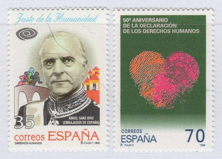 Francobolli Spagna Anno 1998 Cinquantenario della Dichiarazione Universale dei Diritti dell’Uomo (cat. n. 3175-3176)