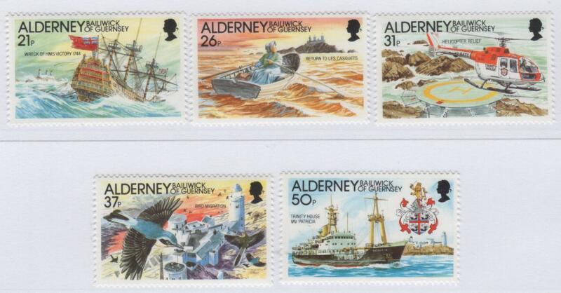 Francobolli Alderney Anno 1991 Automazione del faro les Casquets