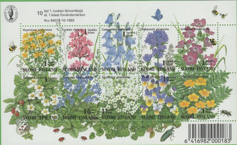 Foglietto Finlandia Anno 1994 Fiori selvatici